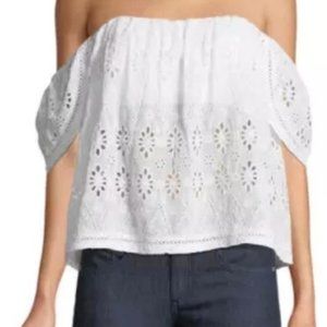 Lovers + Friends Life's a Beach White Eyelet Top